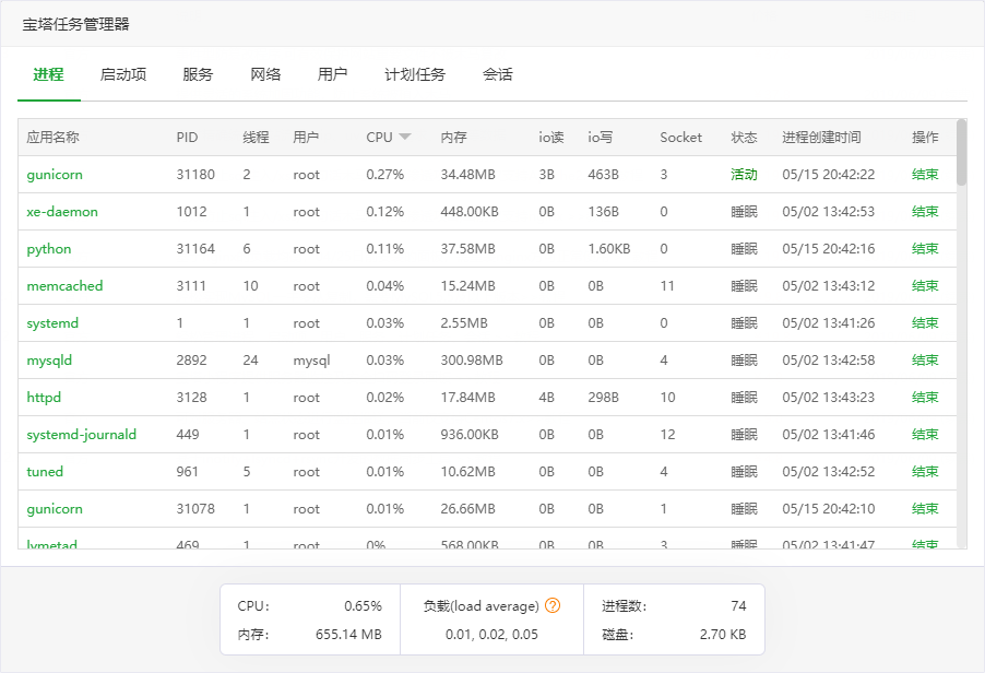 宝塔Linux版任务管理效果图 宝塔Linux版任务管理效果图