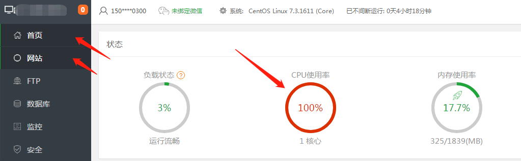 网站点击首页的时候，cpu突然是100%然后几秒后变正常。