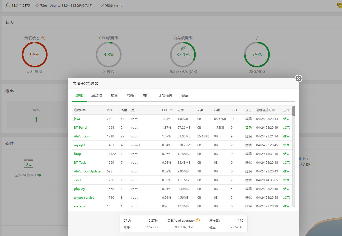 任务管理器界面