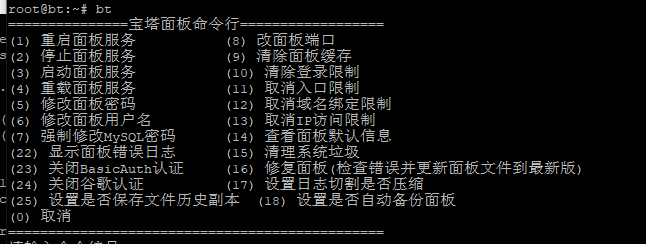 bt命令截图