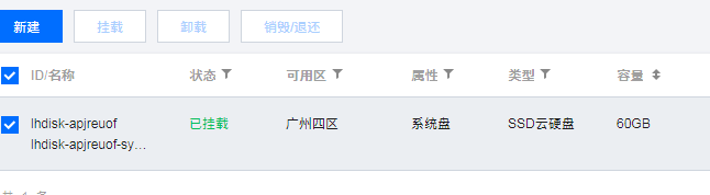 登录腾讯云看到已经挂载