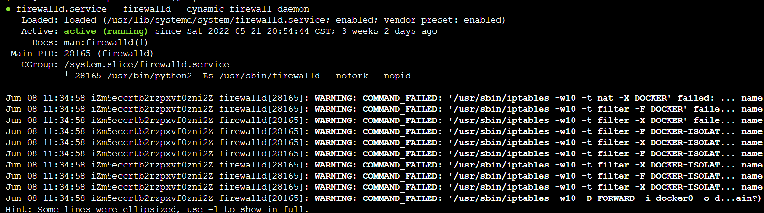 systemctl status firewalld