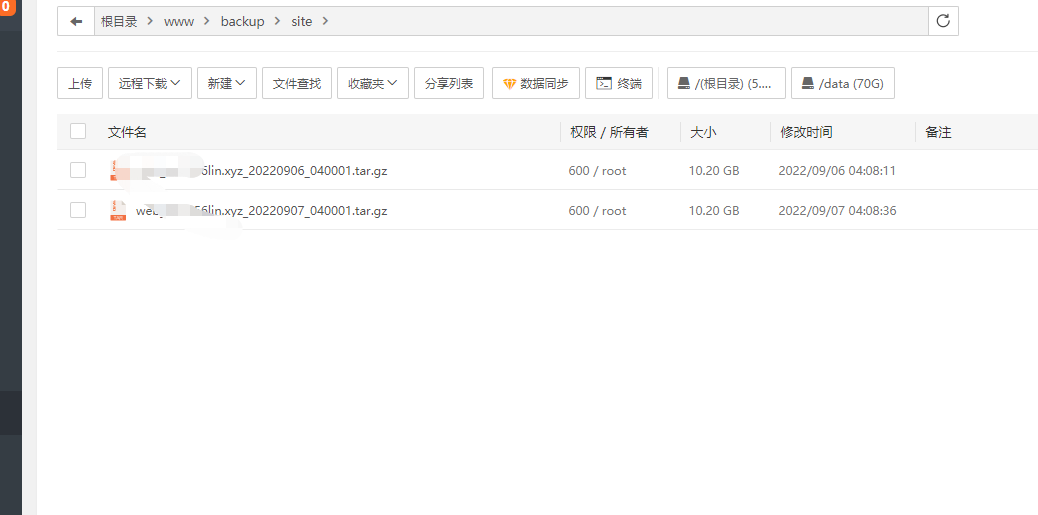 本地生成的备份