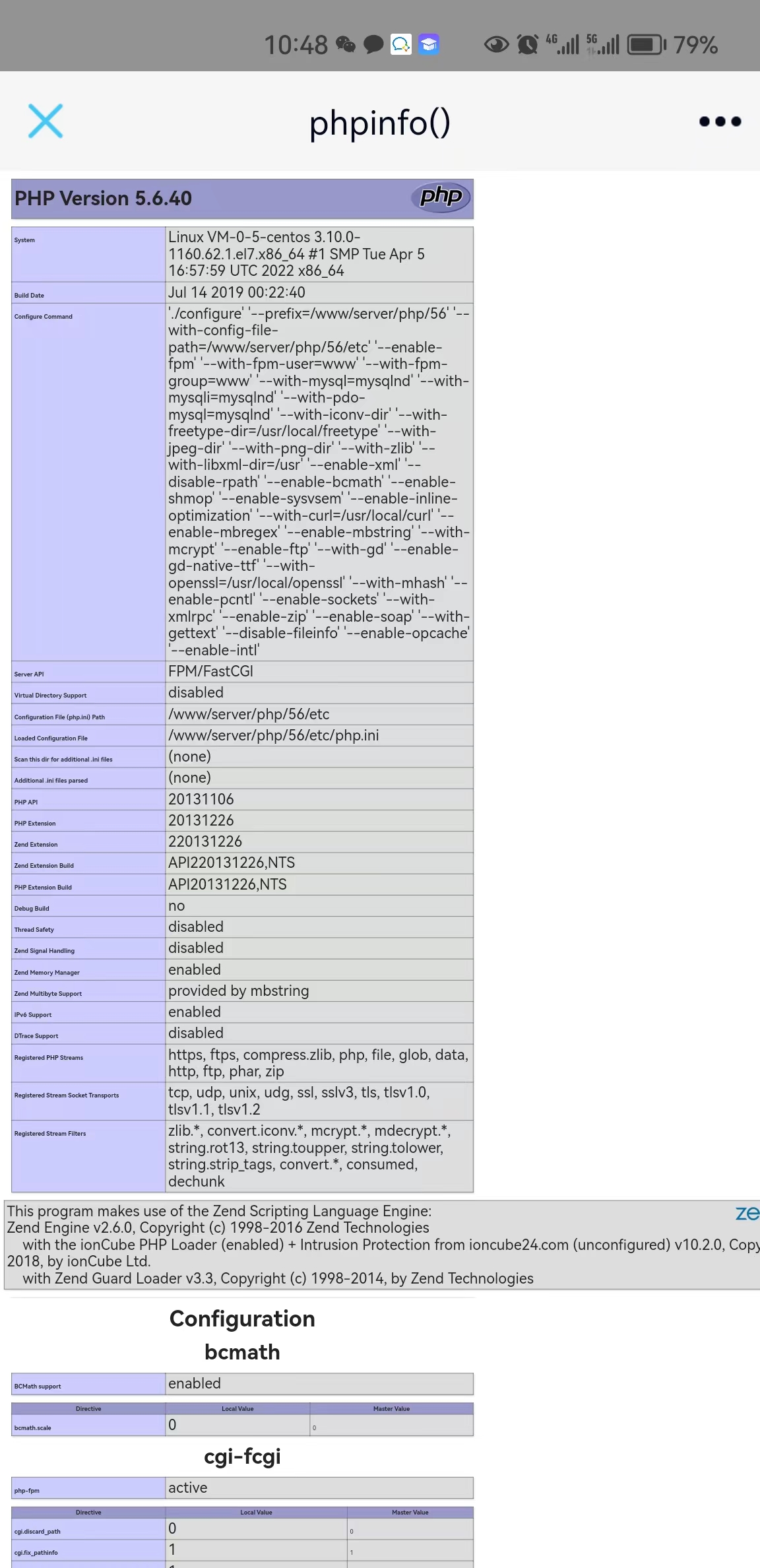 phpinfo