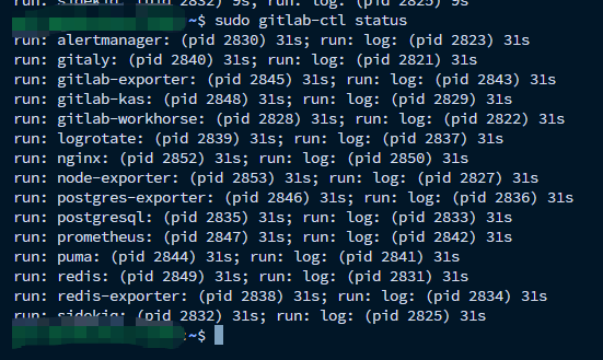 更新后GITLAB服务状态 更新后GITLAB服务状态