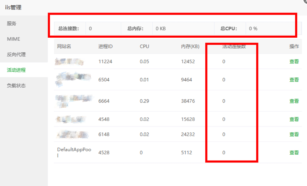 iis活动进程总显示0